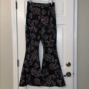 Free People Black Floral Boot Cut Pants